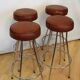 Pair of hockers, bar chairs 70s