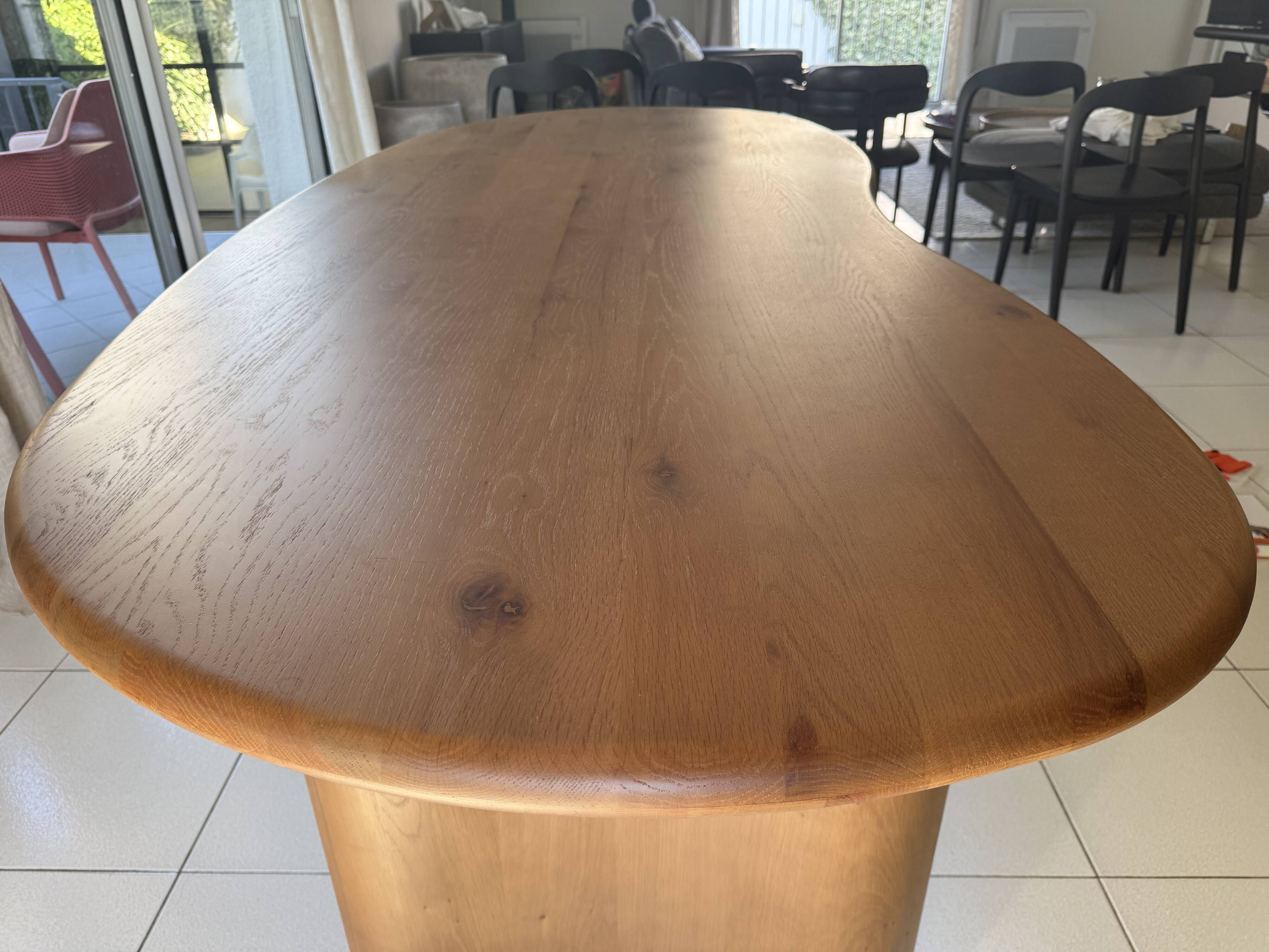 Wood table in organic shape 250×110
