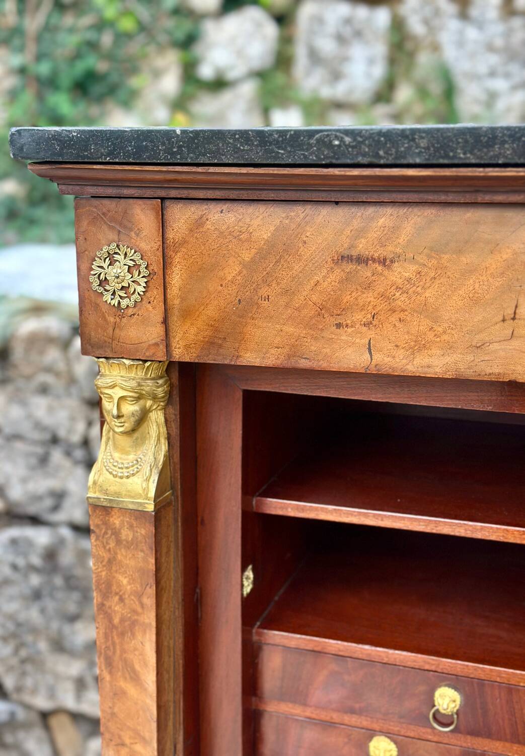 Empire period mahogany burl secretary from Egypt