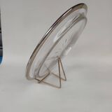 Cut crystal tray and solid silver rim.
