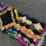 Moroccan berber carpet in wool Azilal black colored 70x160cm