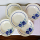 Set of 5 vintage flat plates from Grimaud Strasbourg, Poitiers model, porcelain