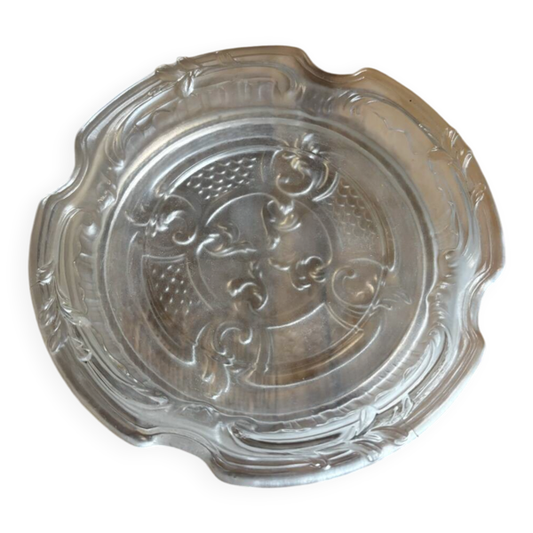 Ancien dessous de bouteille, vide poche en verre moulé