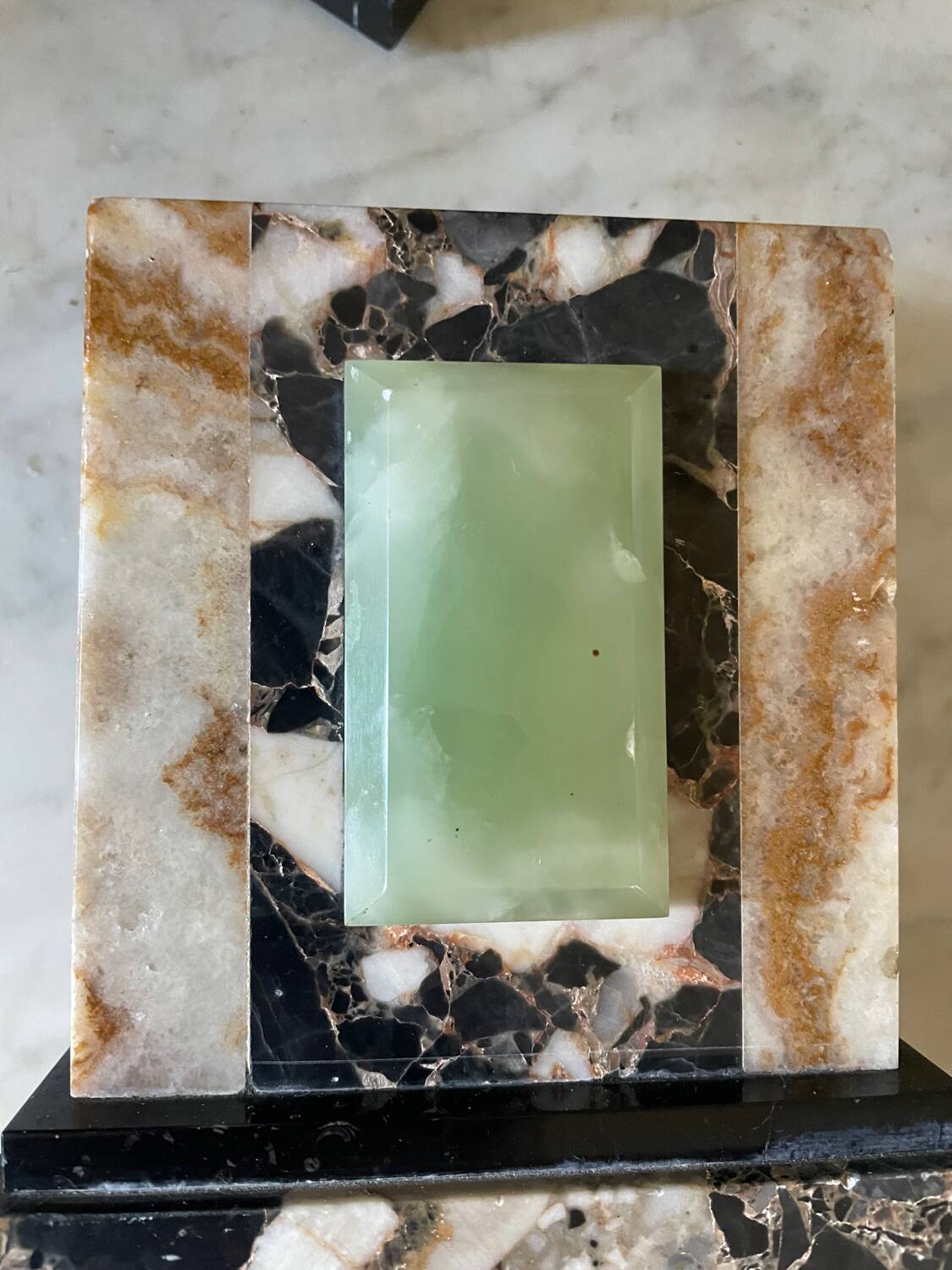 Pair of Art Deco marble and onyx bookends