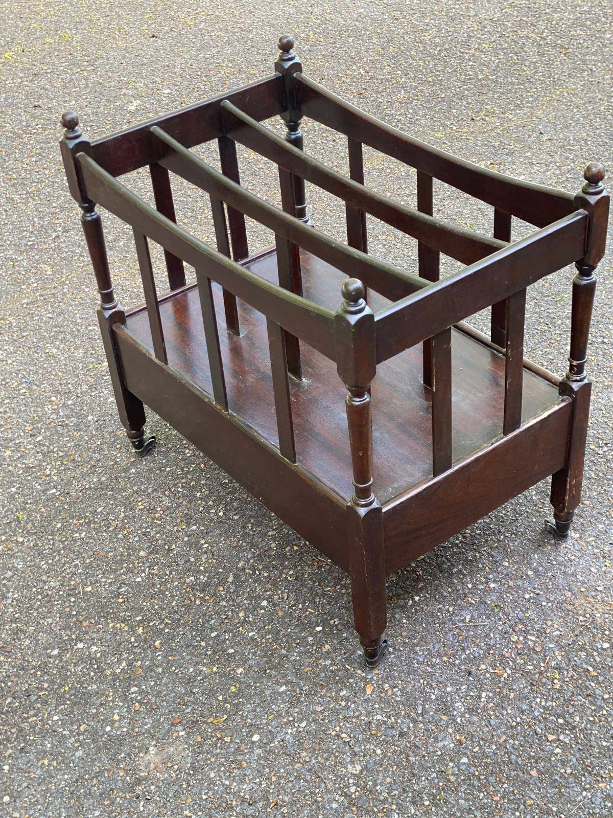 Vintage 19th-century Canterbury magazine rack made of solid wood.