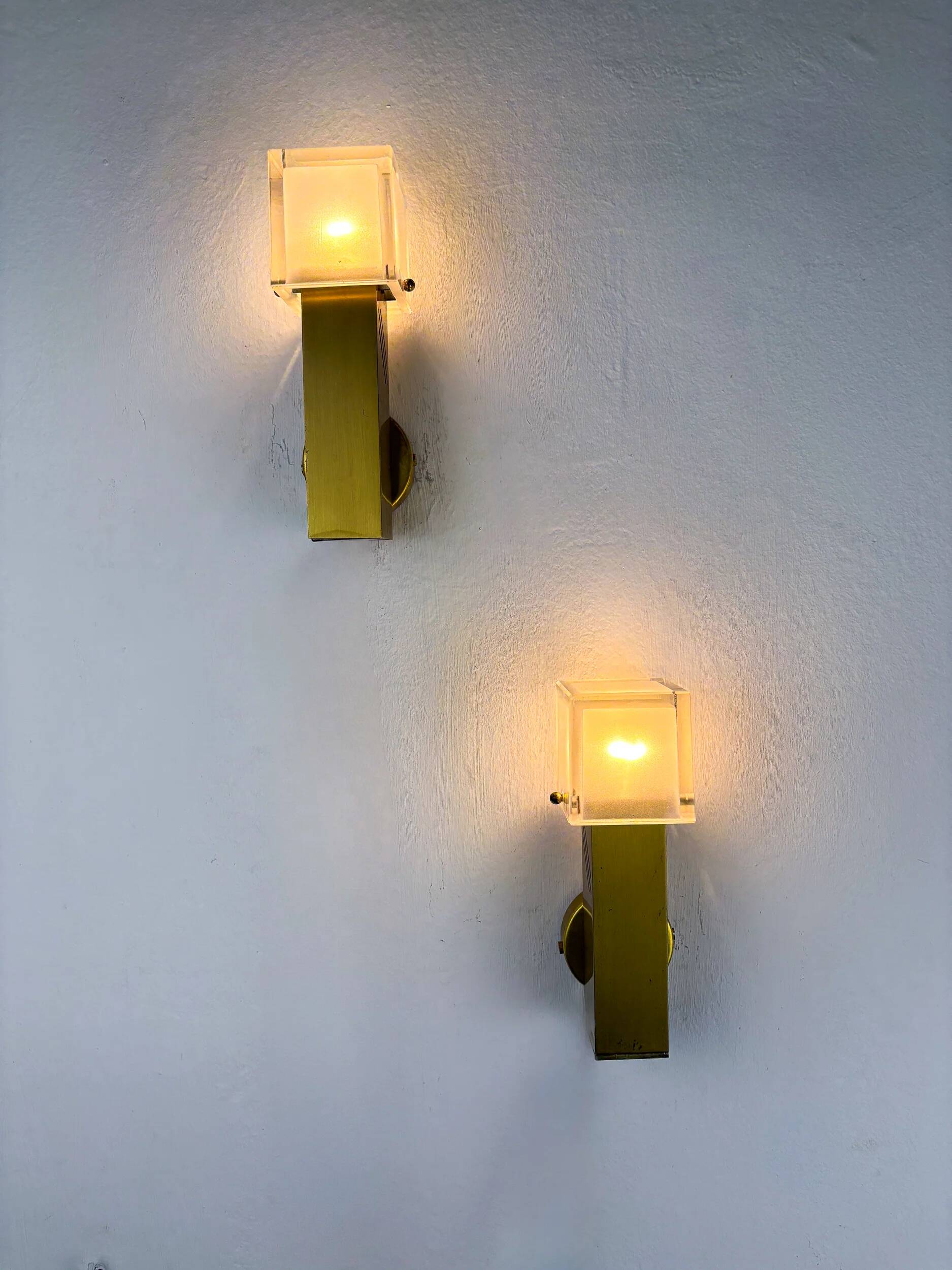 Pair of Murano glass wall sconces by Gaetano Sciolari, Italy, 1970s