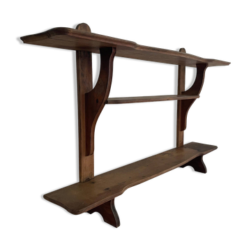 Art Deco wall shelf in wood with three levels, 1940s, Italy.