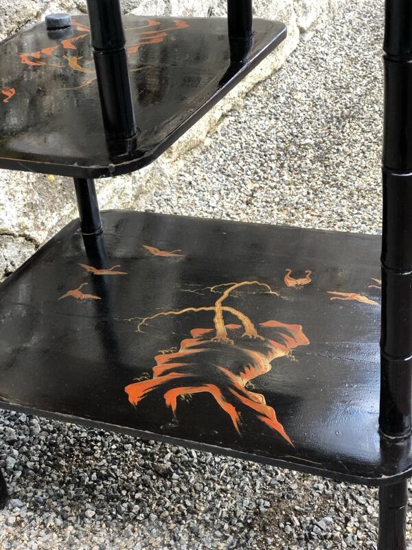 Etagere ancienne chinoise laquee noire napoleon iii