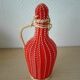 Bottle rattan and red vintage scoubidou