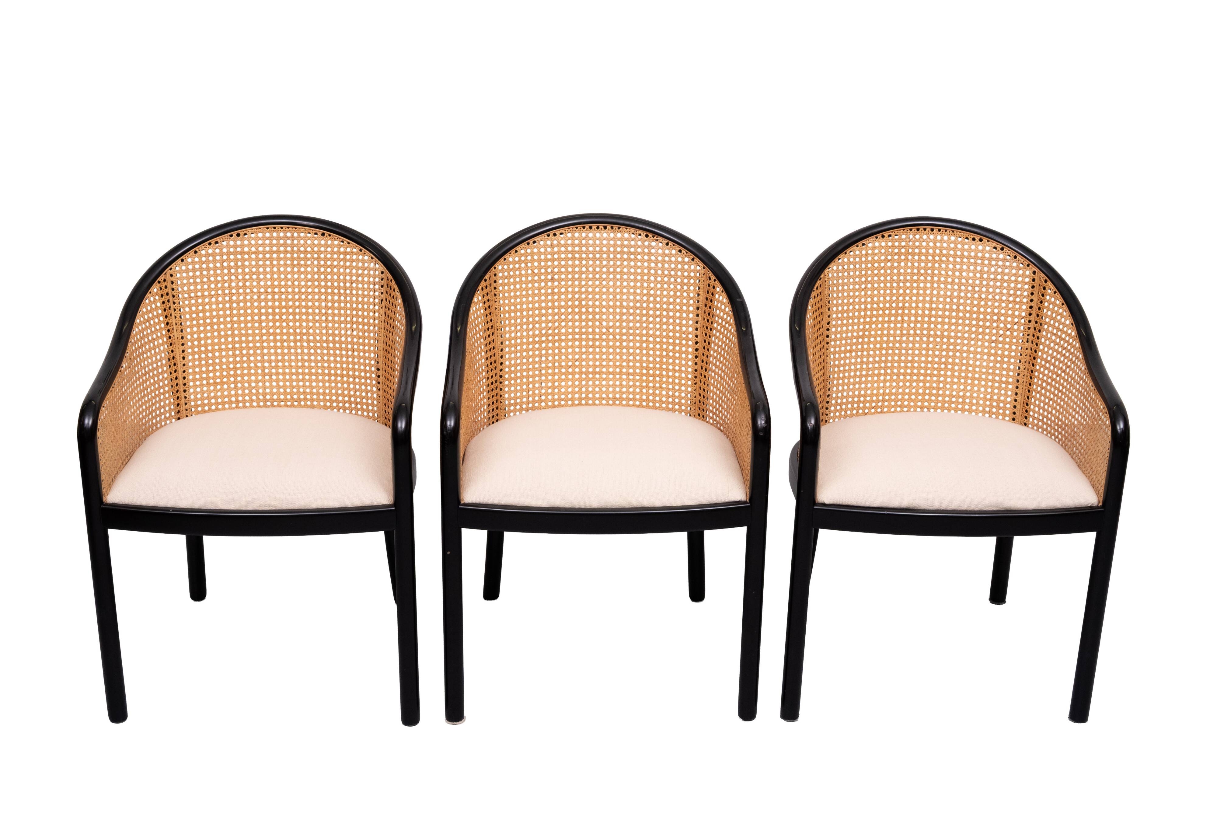 Chaises de salle à manger Ward Bennett en bois et en rotin, ensemble de 6