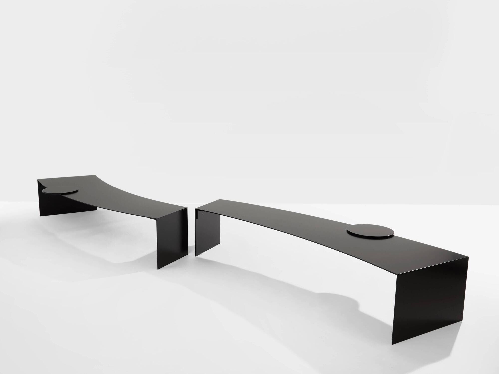 Gilles Derain pair of metal coffee tables edition Lumen 1986