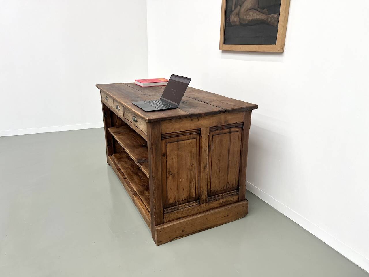 Old pine trading counter, circa 1950