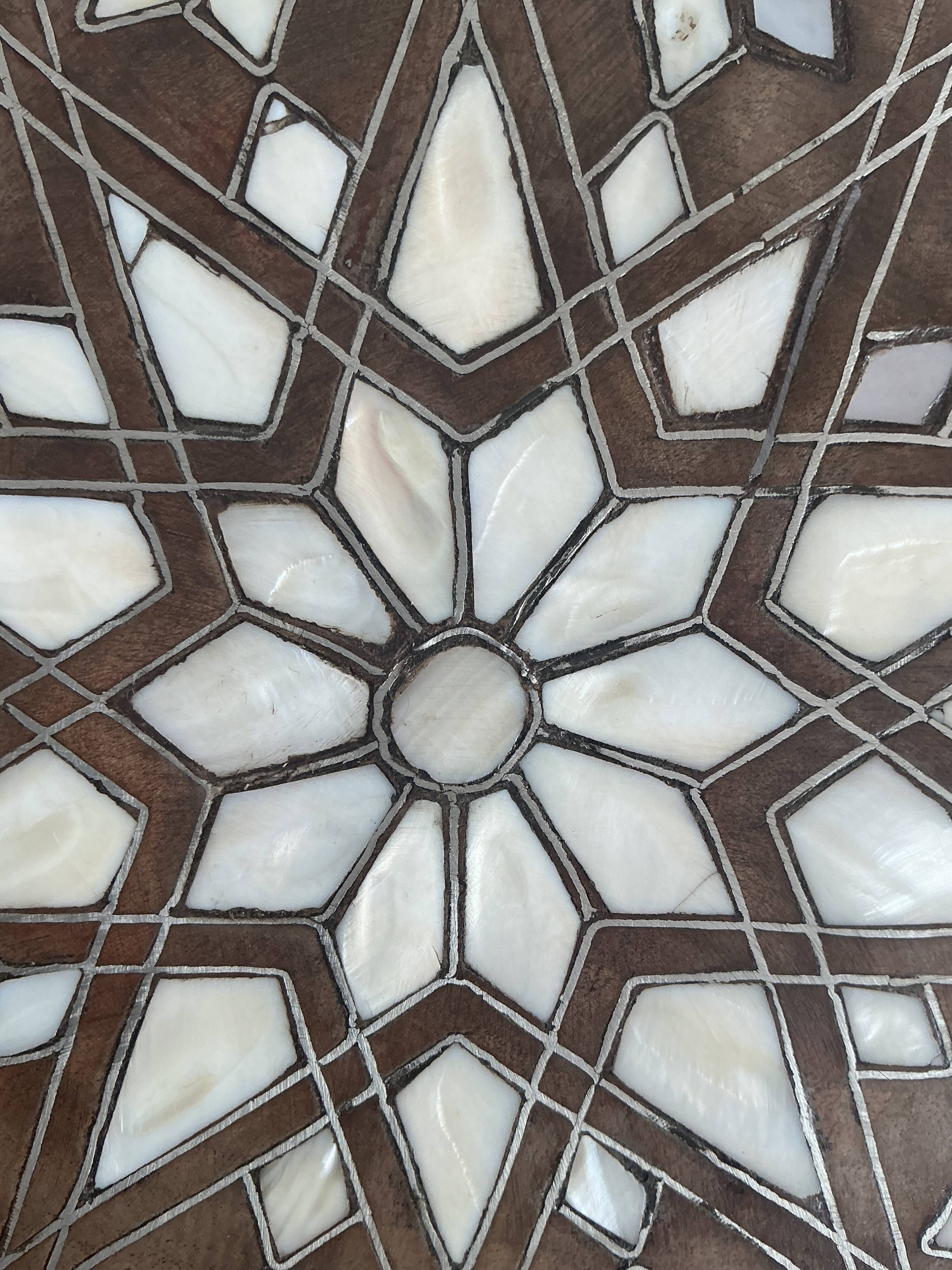 Syrian decagonal pedestal table inlaid with mother-of-pearl