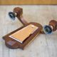 Vintage wooden wall light, wall light with art deco mirror