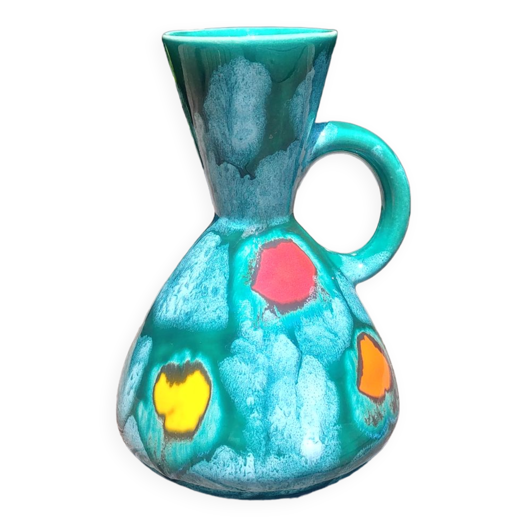 Small vase in glazed ceramic Vintage 60s signed Elise