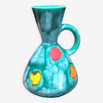 Vase en céramique vernissée vintage années 60 signé élise