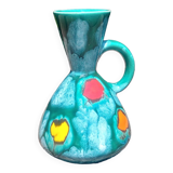 Small vase in glazed ceramic Vintage 60s signed Elise