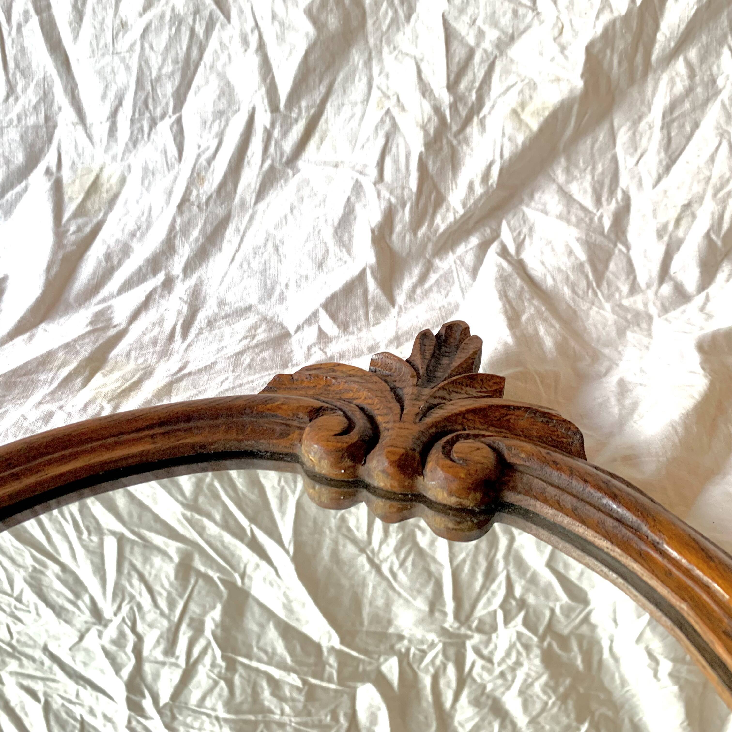 Old carved wooden mirror - 70 cm