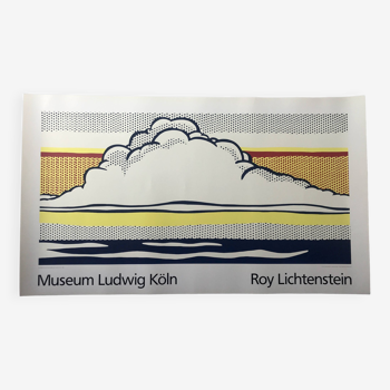 Roy lichtenstein, cloud and sea / museum ludwig köln, 1989. affiche originale en sérigraphie