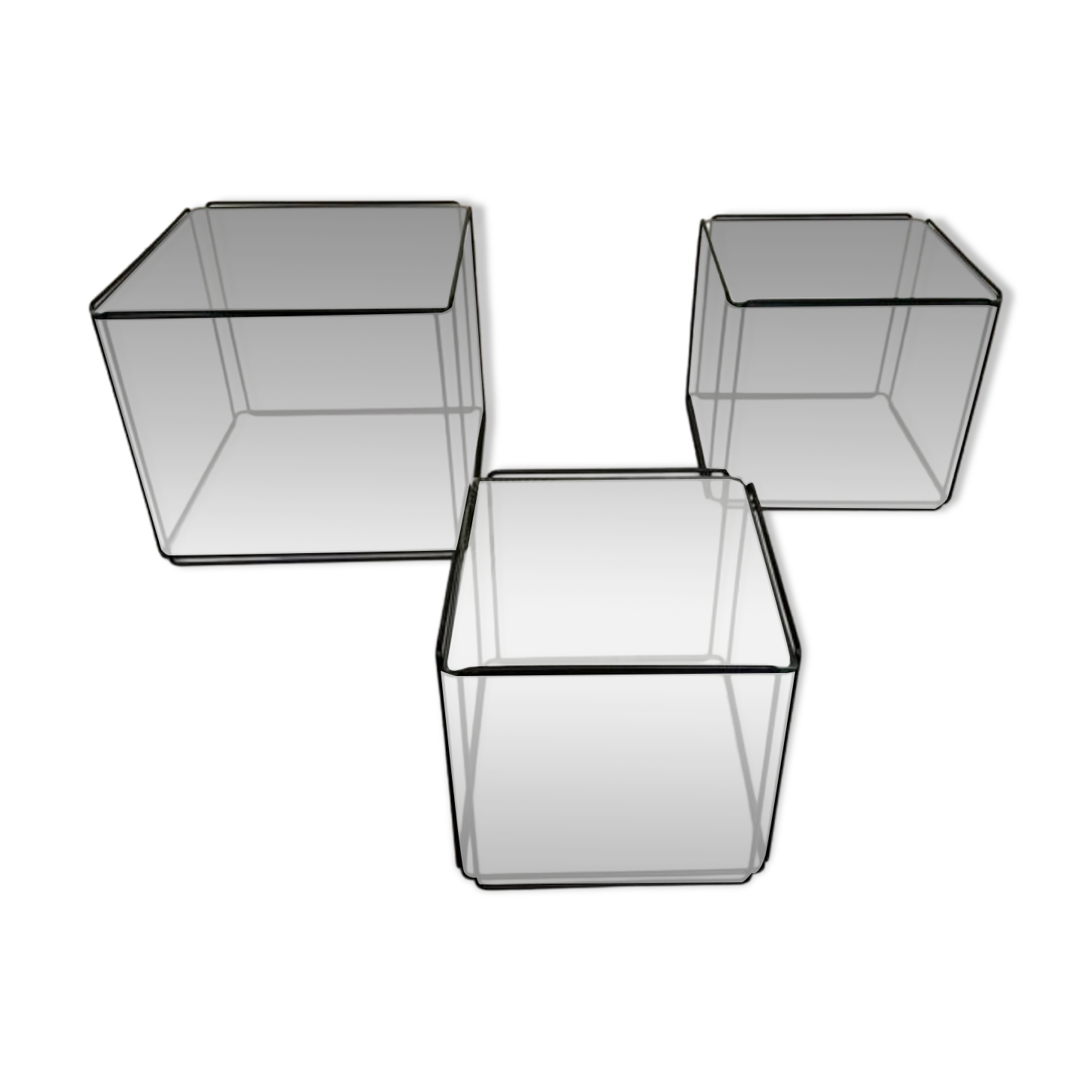 Lot of 3 vintage 1970s design nesting coffee tables by Max Sauze.