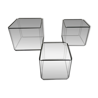 Lot of 3 vintage 1970s design nesting coffee tables by Max Sauze.