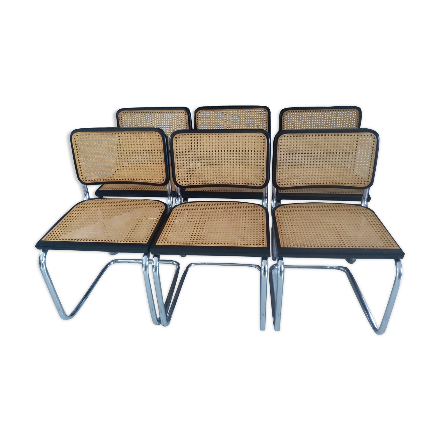 Suite of 6 chairs Cesca B32 by Marcel Breuer years 1992