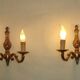 Pair of double wall sconces in bronze in traditional mid-century French style 5163