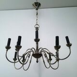 Neoclassical style chandelier in silver-plated metal with 12 lights