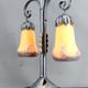 Lampe bicéphale Art Déco, fer forgé à double patine– Muller Frères, c. 1920