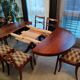 Table + extensions and chairs Gerbeau mahogany vintage wood