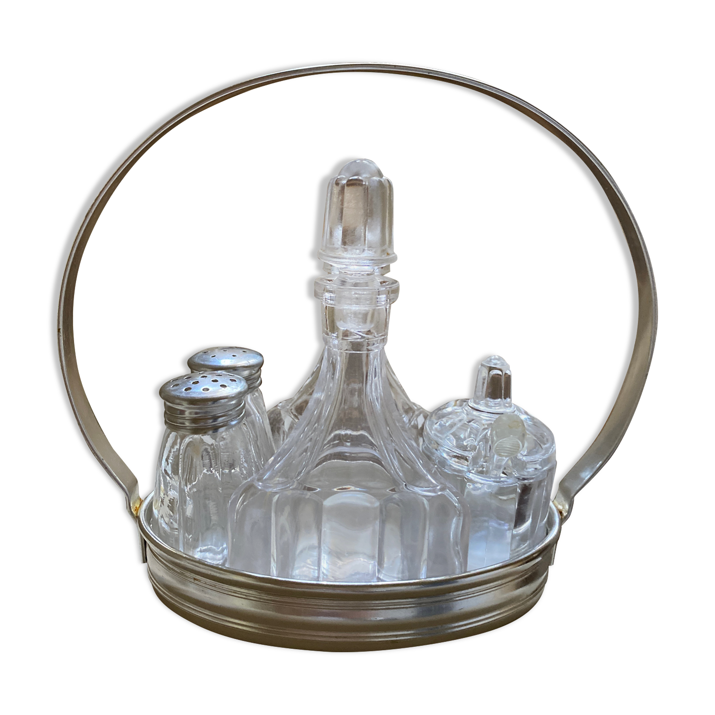 Service oil vinegar salt pepper with tray