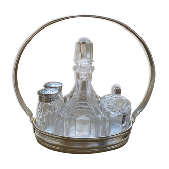 Service oil vinegar salt pepper with tray