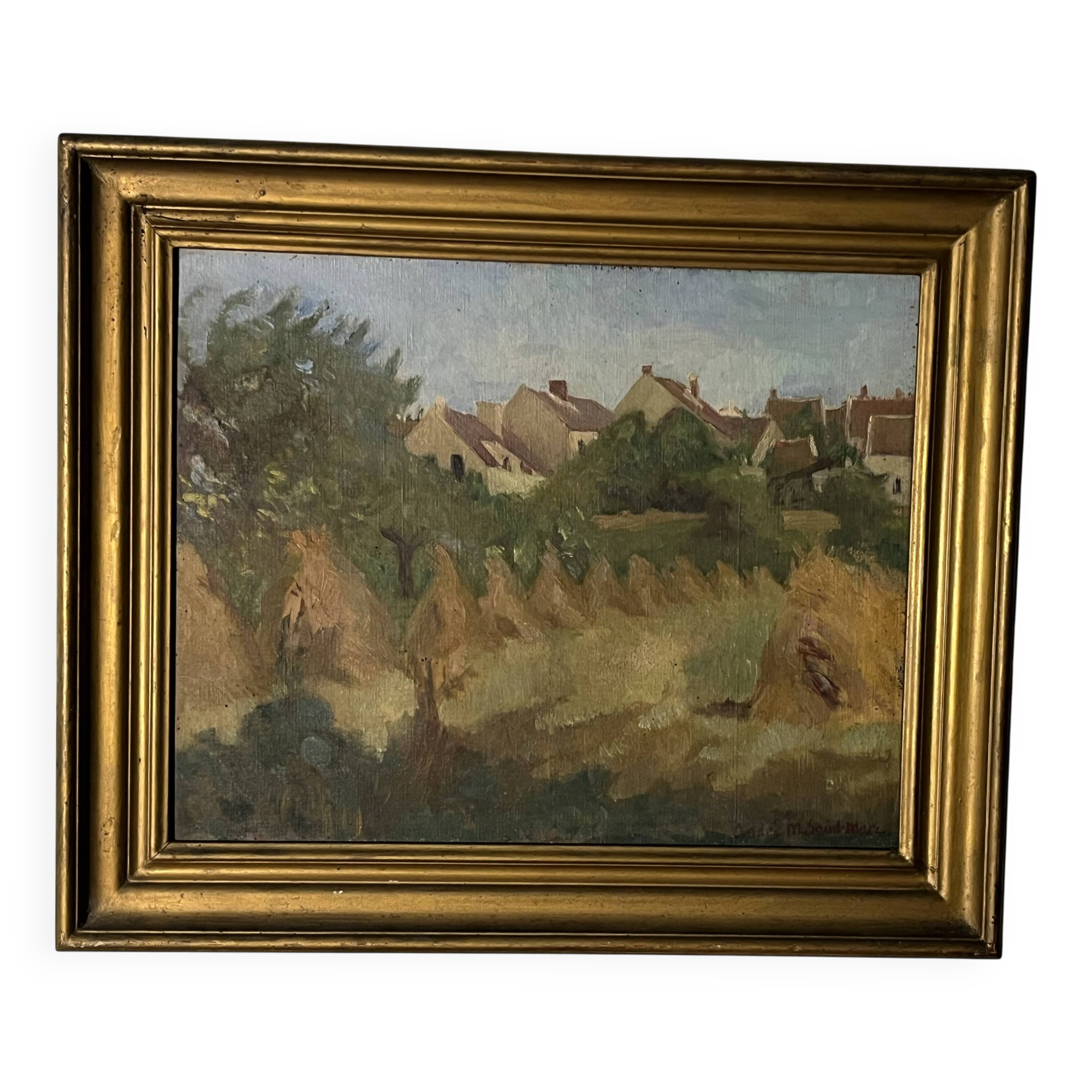 André Meaux Saint-Marc "rural landscape" Oil on canvas signed