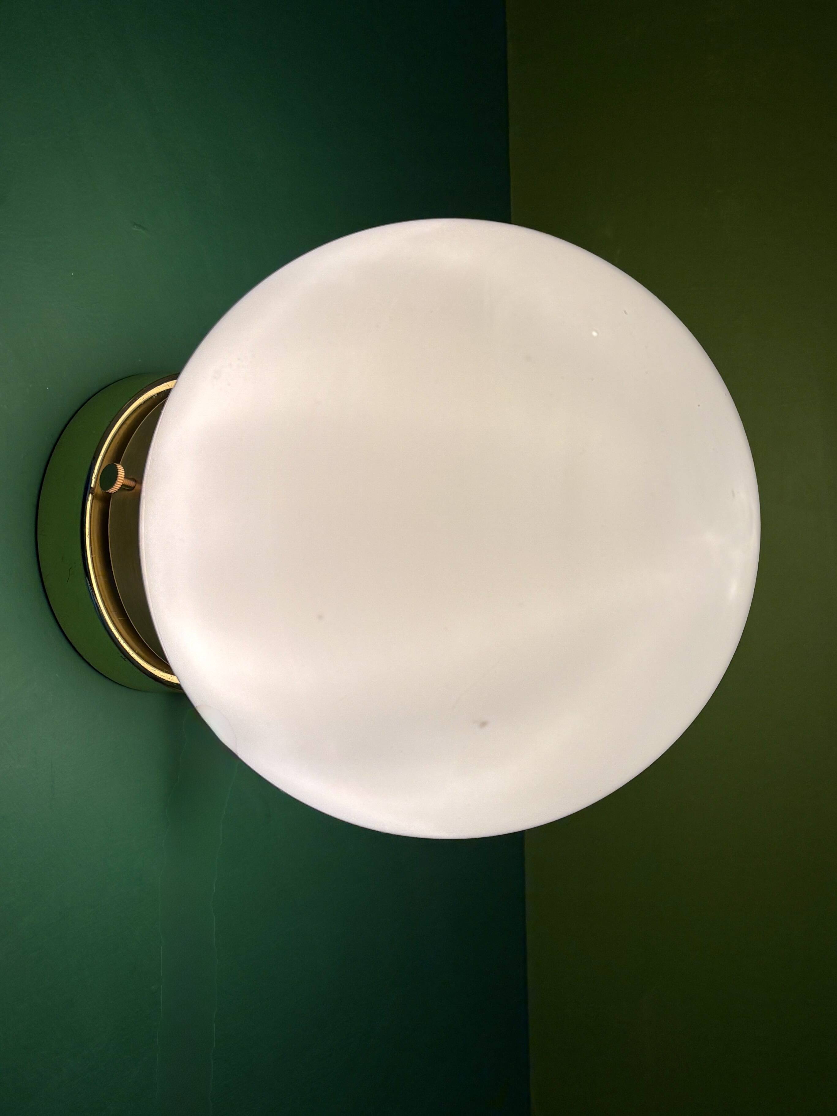 Vintage wall or ceiling light globe in white opaline.