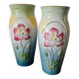 2 vases + Art Nouveau planter signed Gustave de Bruyn