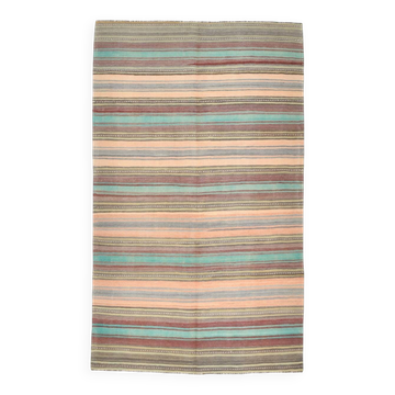 4x7 Pastel Vintage Kilim Rug, 126x210 Cm Anatolian Carpet