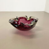 Cendrier en verre à bulles en verre de Murano rose Shell Shell Ashtray Murano, Italie, années 1970