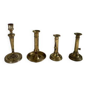 Set of 4 brass candle holders