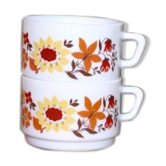 Lot de deux tasses Arcopal vintage 1970
