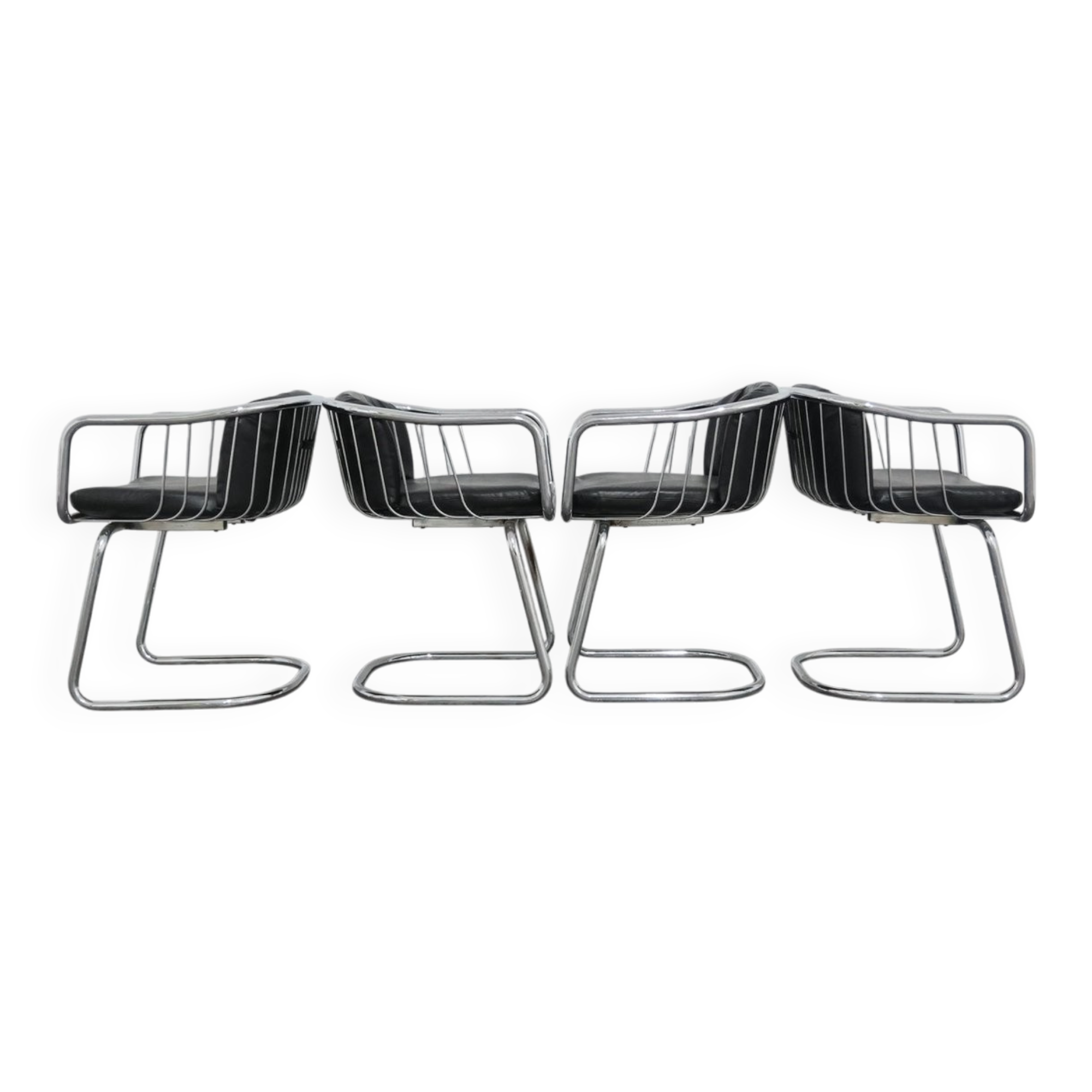 Steel Armchairs attributed to Gastone Rinaldi, 1970s, Set of 4