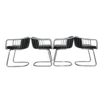 Steel Armchairs attributed to Gastone Rinaldi, 1970s, Set of 4
