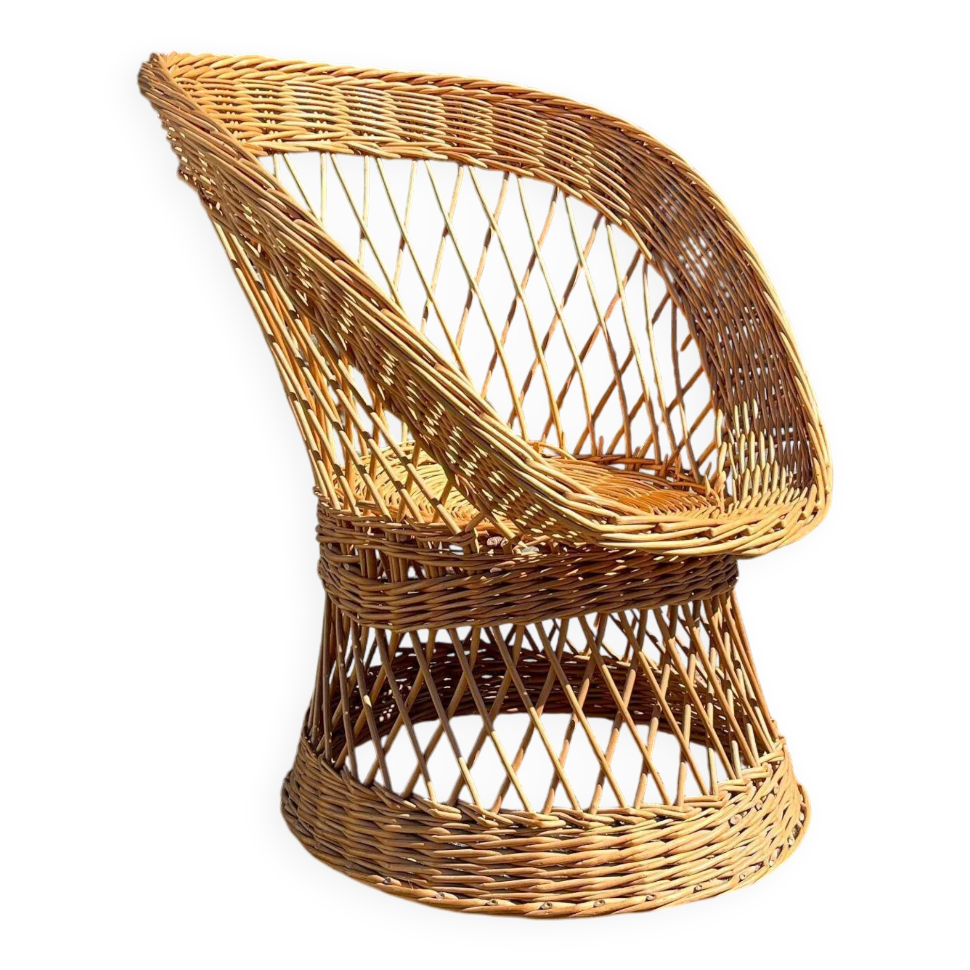 Vintage rattan and wicker armchair