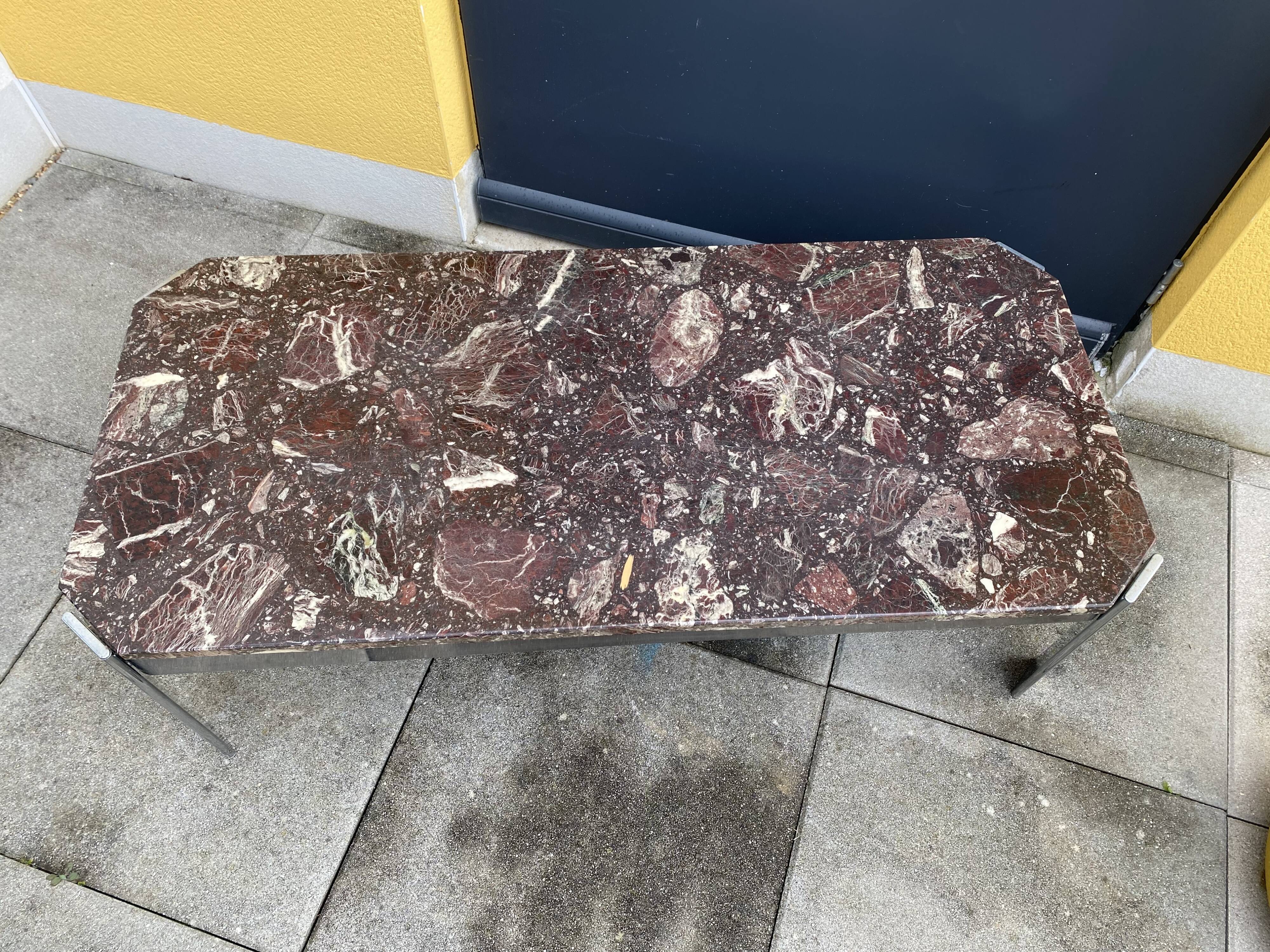 Vintage coffee table 70s marble top & chrome legs