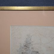 Pencil drawing "Landscape of Ruins" 1918 signed and dated