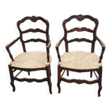 Pair of rustic Provençal armchairs