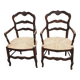 Paire de fauteuils rustiques paillés provençaux