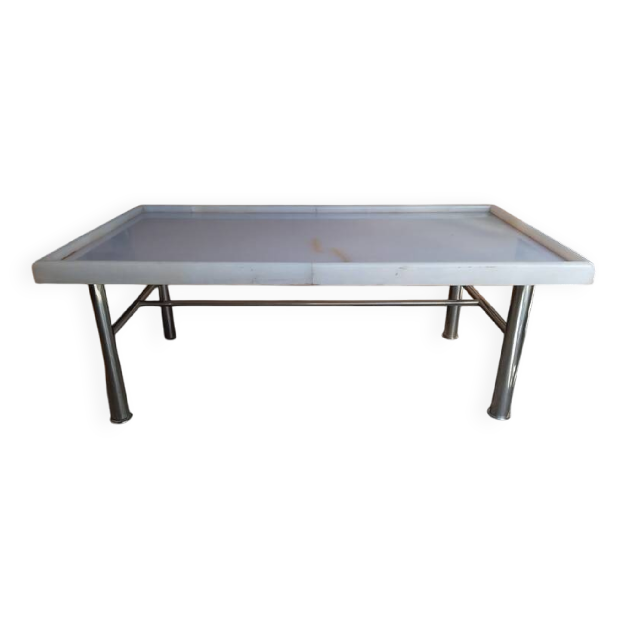 chrome metal and onyx marble coffee table, 1970s