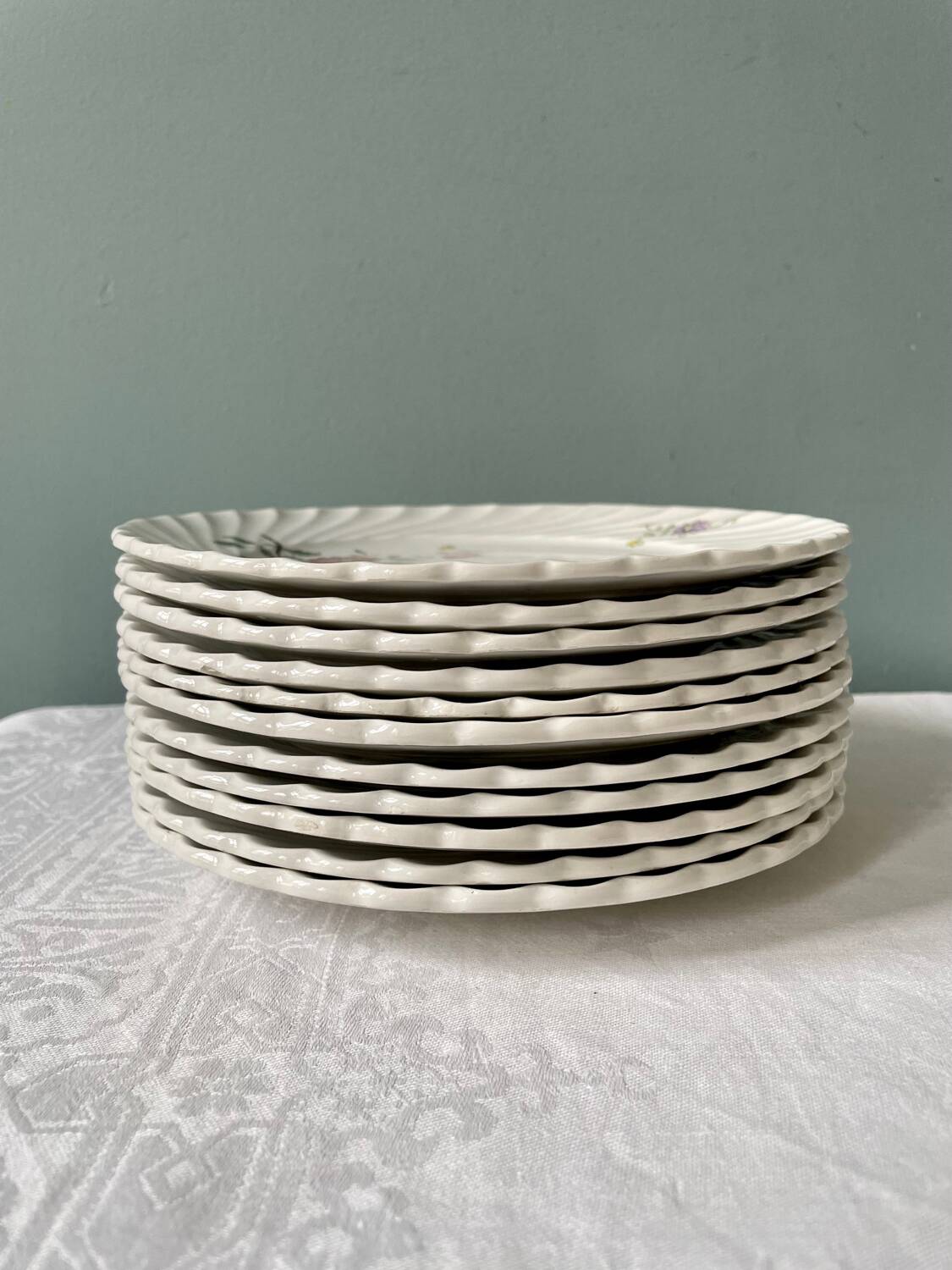 Set of 11 vintage Lunéville earthenware dessert plates