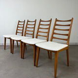 4 Scandinavian chairs, teak with boucle seats.