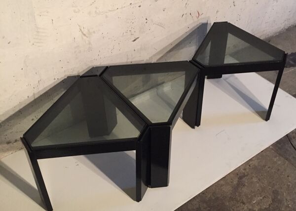 Set de trois tables modulables Cassina 1970